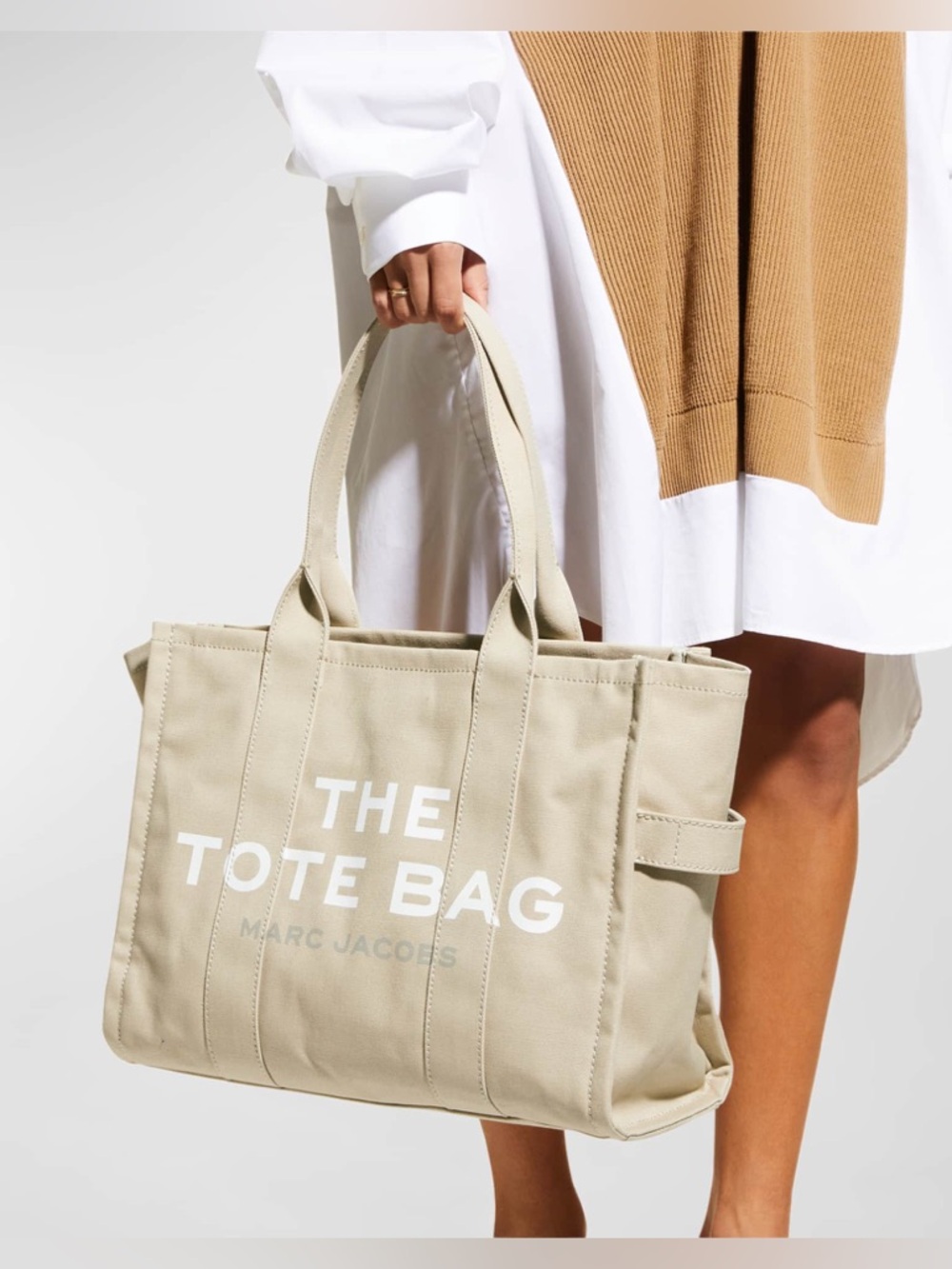 Marc Jacobs Neutral Canvas Tote with White Logo Large